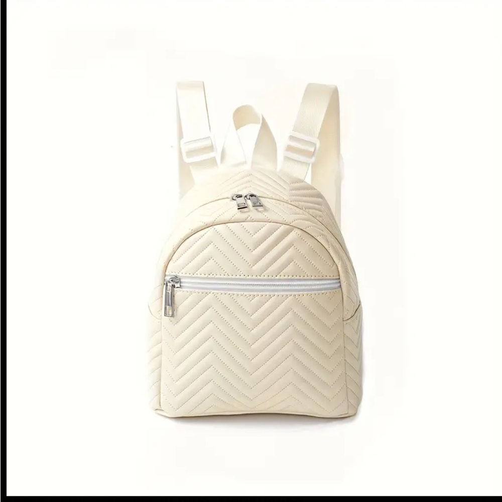 Beige Quilted Backpack